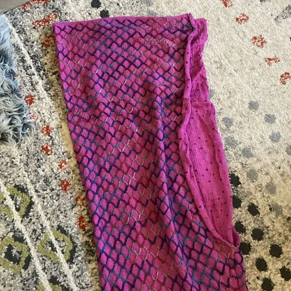 Mermaid Tail Blanket Throw Purple Pink